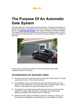 The Purpose Of An Automatic Gate System