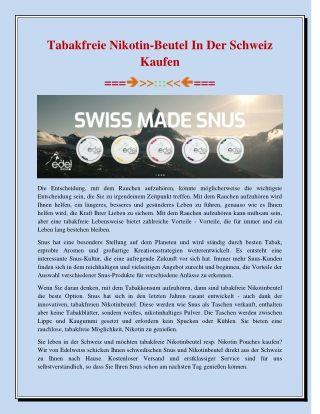 Tabakfreie Nikotin-Beutel In Der Schweiz Kaufen