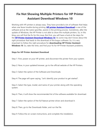 Fix Not Showing Multiple Printers for HP Printer Assistant Download Windows 10