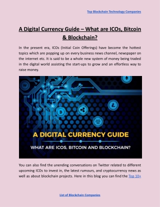 A Digital Currency Guide – What are ICOs, Bitcoin & Blockchain