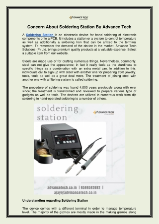 Concern About Soldering Station By Advance Tech