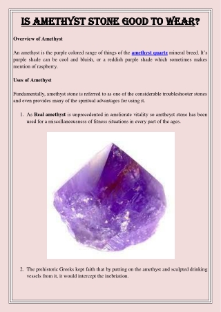 Is Amethyst Stone Good to Wear