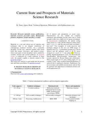 Current state and Prospects of Materials Science Research- Phdassistance