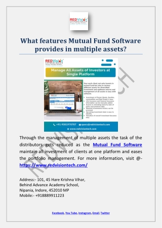 What features Mutual Fund Software provides in multiple assets