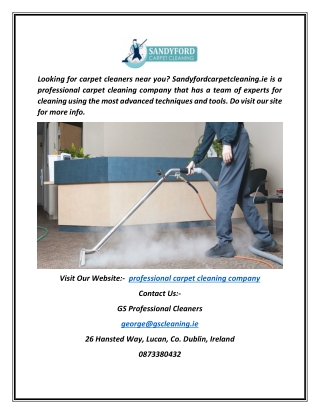 Professional Carpet Cleaning Company | Sandyfordcarpetcleaning.ie
