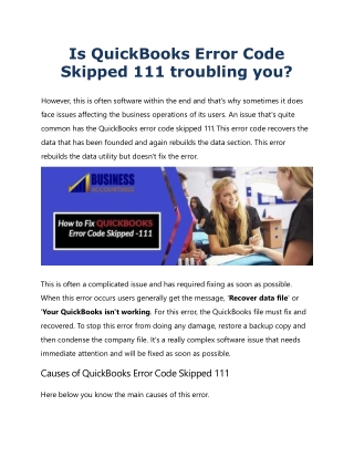 How to Resolve QuickBooks Error Code Skipped 111?