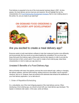 Top 5 Features Of Food Delivery App That None is Talking About