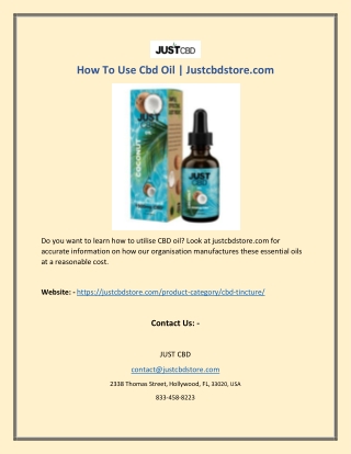 How To Use Cbd Oil | Justcbdstore.com
