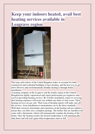 Keep your indoors heated, avail best heating services available in Leagrave region