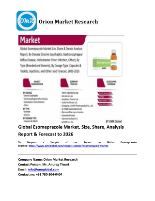 Global Esomeprazole Market Trends, Size, Competitive Analysis and Forecast 2020-