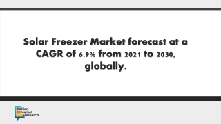Solar Freezer Market forecast  at a CAGR of 6.9% from 2021 to 2030, glob