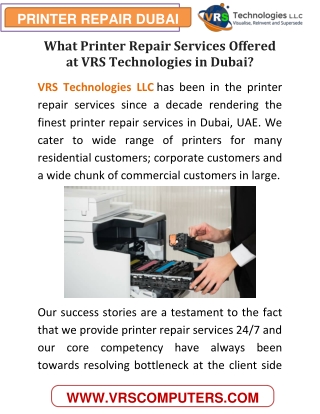 What Printer Repair Services Offered at VRS Technologies in Dubai