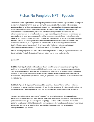 Fichas No Fungibles NFT | Fydcoin