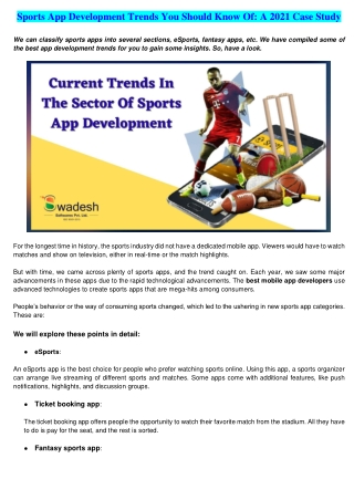 Sports App Development Trends You Should Know Of: A 2021 Case Study