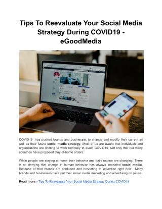 Tips To Reevaluate Your Social Media Strategy During COVID19 - eGoodMedia