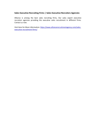 Sales Executive Recruiting Firms - Sales Executive Recruiters Agencies