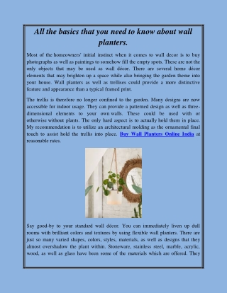 All the basics that you need to know about wall planters