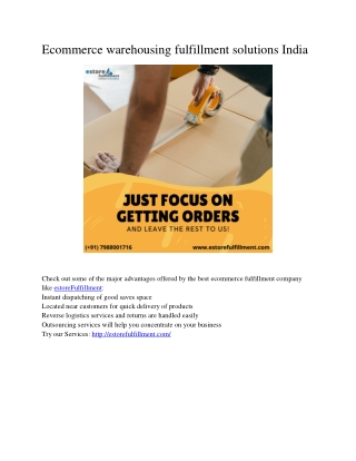 Ecommerce warehousing fulfillment solutions India