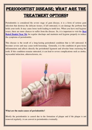Periodontist Disease What are the Treatment Options