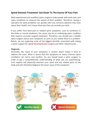 Spinal Stenosis Treatment Get Down To The Source Of Your Pain