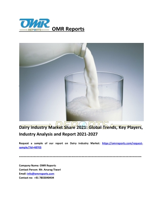 Dairy industry Market Trends, Research Report, Growth, Forecast 2021-2027