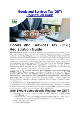 Goods and Services Tax (GST) Registration Guide