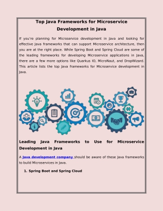 Top Java Frameworks for Microservice Development in Java