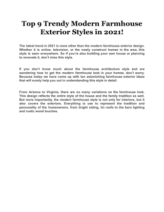 Top 9 Trendy Modern Farmhouse Exterior Styles in 2021!