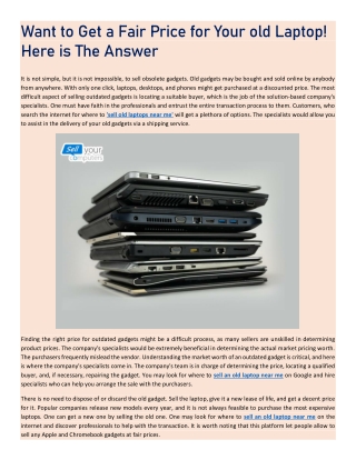 Want to Get a Fair Price for Your old Laptop! Here is The Answer