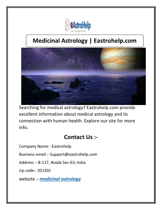 Medicinal Astrology | Eastrohelp.com