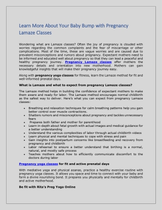Learn More About Your Baby Bump with Pregnancy Lamaze Classes