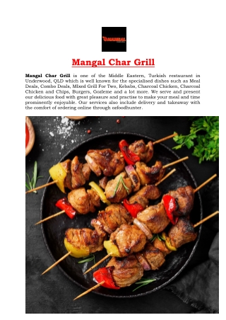 5% Off - Mangal Char Grill Middle Eastern, Turkish Menu Underwood, QLD