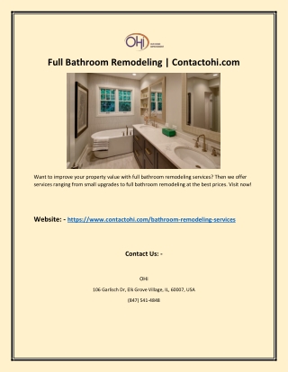 Full Bathroom Remodeling | Contactohi.com