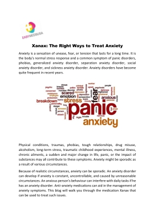 Xanax: The Right Ways to Treat Anxiety Disorder