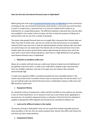 How Can One Get Low Interest Personal Loans in Hyderabad_.docx