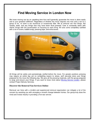 Find Moving Service in London Now