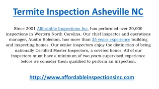 Termite Inspection Asheville NC