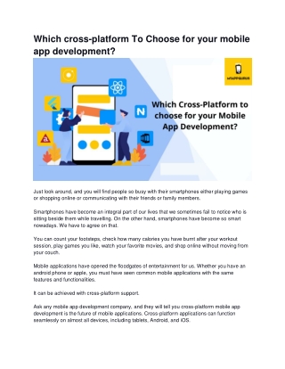 Which cross-platform To Choose for your mobile app development?