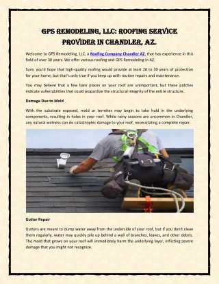 GPS Remodeling, LLC Roofing Service Provider in Chandler, AZ