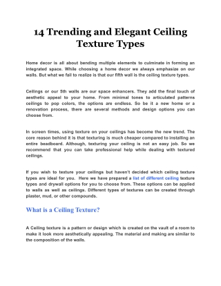 14 Trending and Elegant Ceiling Texture Types