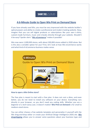 A 6-Minute Guide to Open Wix Print on Demand Store