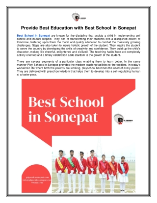 Provide Best Education with Best School in Sonepat