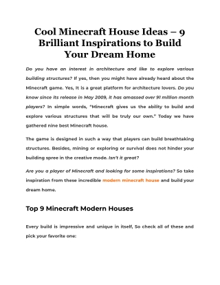 Cool Minecraft House Ideas – 9 Brilliant Inspirations to Build Your Dream Home