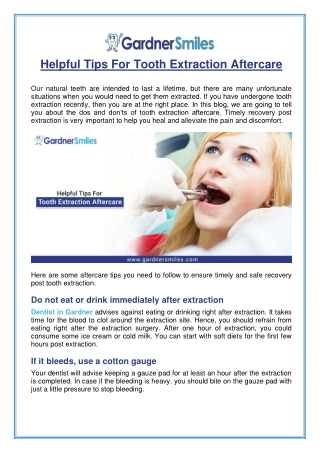 Helpful Tips For Tooth Extraction Aftercare