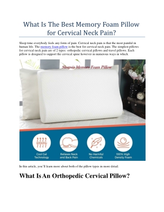 What Is The Best Memory Foam Pillow for Cervical Neck Pain