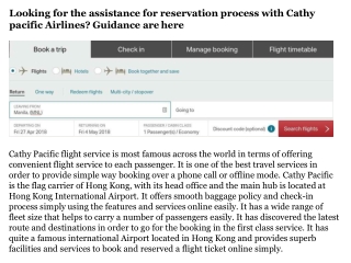 Cathay Pacific Reservations: Online Flight Booking