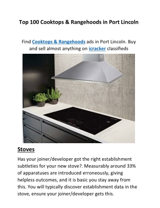 Top 100 Cooktops & Rangehoods in Port Lincoln