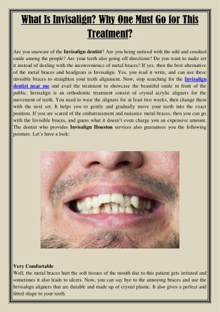 What Is Invisalign Why One Must Go for This Treatment