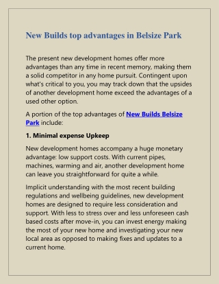 Contact for New Builds in Belsize Park