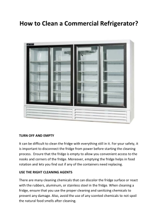 How to Clean a Commercial Refrigerator